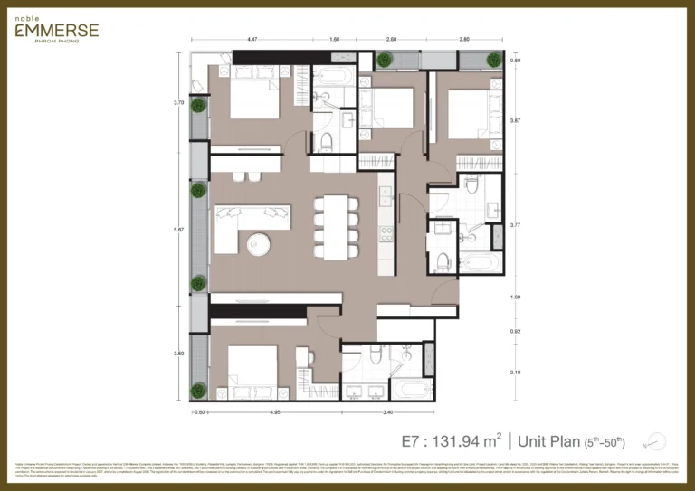 Noble Emmerse Phrom Phong 4 Bedroom 132 Sqm Unit Plan